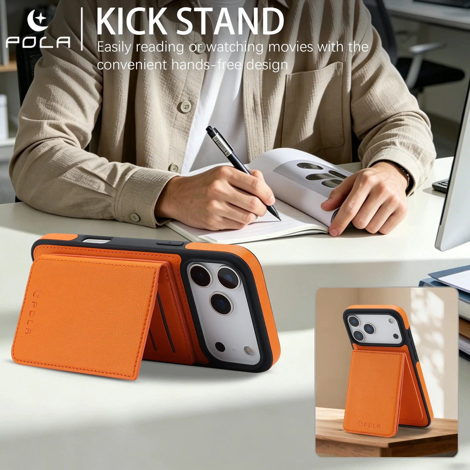 Luxury MagSafe Leather Case with Removable Multi Card Holder for iPhone 17 Series