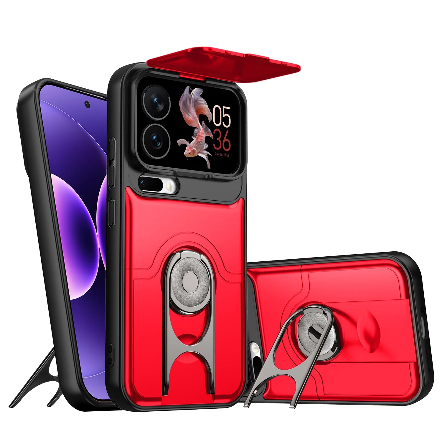 Rugged Case with Ring Stand and Lens Cover for Xiaomi 17 Series
