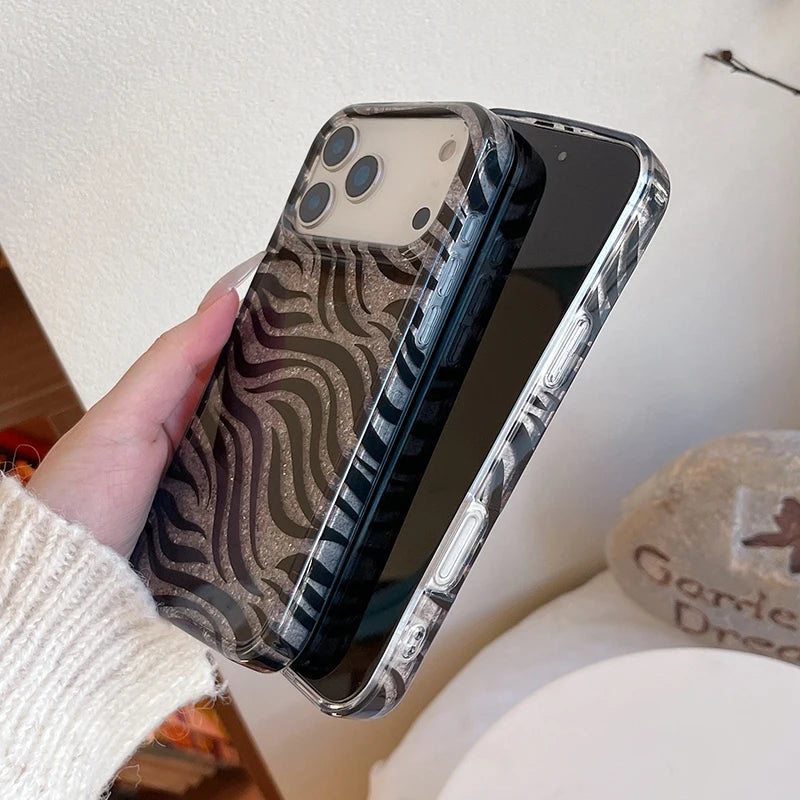 Zebra Print Glitter Case for iPhone 17 Series