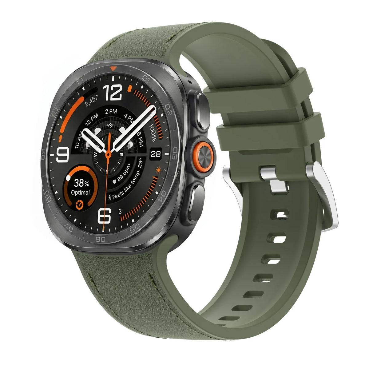 Leather-Like Silicone Watch Band with Ventilation Holes for Samsung Galaxy Watch Ultra 2