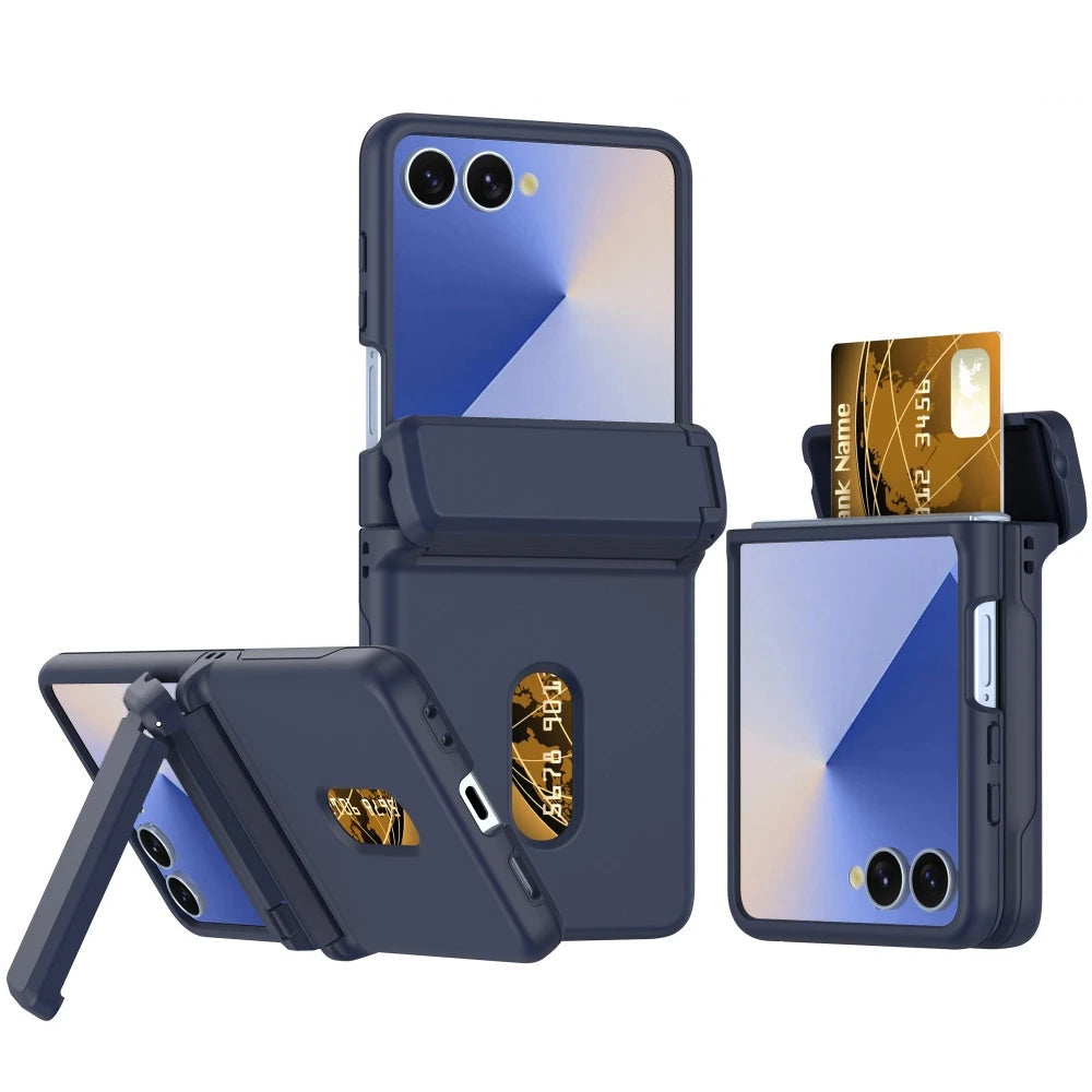 Slim Matte PC Wallet Case with Card Holder for Samsung Galaxy Z Flip 7