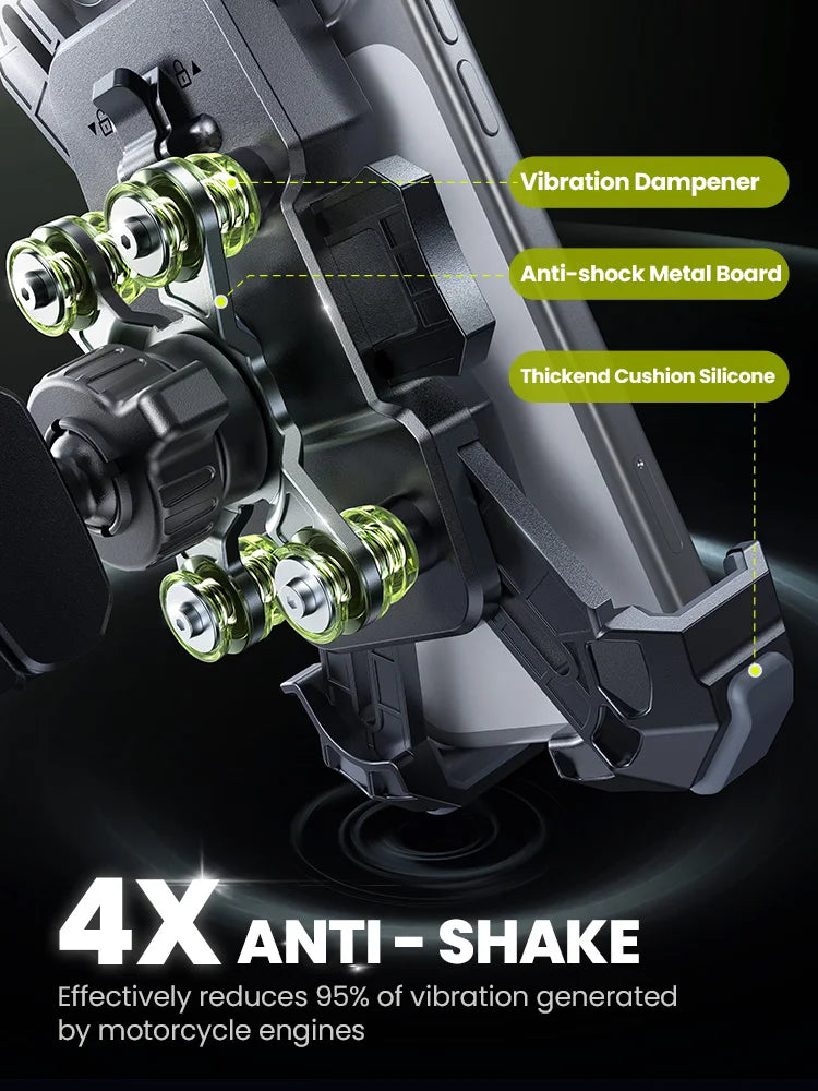 Universal Motorcycle Phone Mount with Shock Absorption Holder