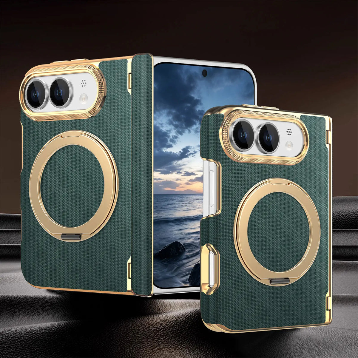 Shockproof MagSafe Case with 360° Rotating Ring Stand for iPhone Duo