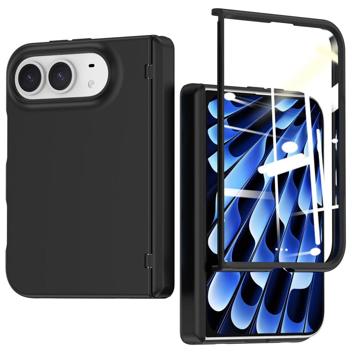 Full-Body Case with Hinge Protection and Built-In Tempered Glass Film for iPhone Duo