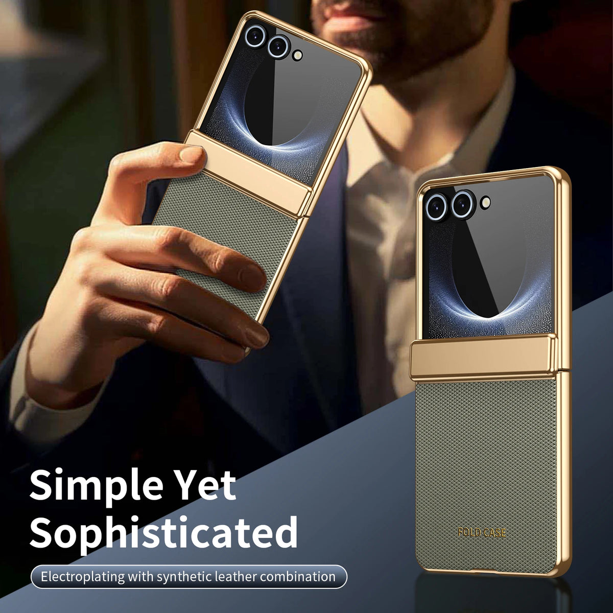 Synthetic Leather Hinge Protection Case for Samsung Galaxy Z Flip 8