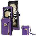 Zipper Wallet Crossbody Leather Case for Samsung Galaxy Z Flip 5