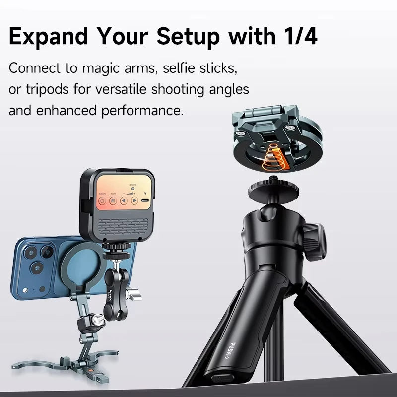 MagSafe Compatible Foldable Phone Tripod with 360° Rotation Base