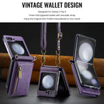 Crossbody Leather Wallet Case with Card Slot & Zipper for Samsung Galaxy Z Flip 6