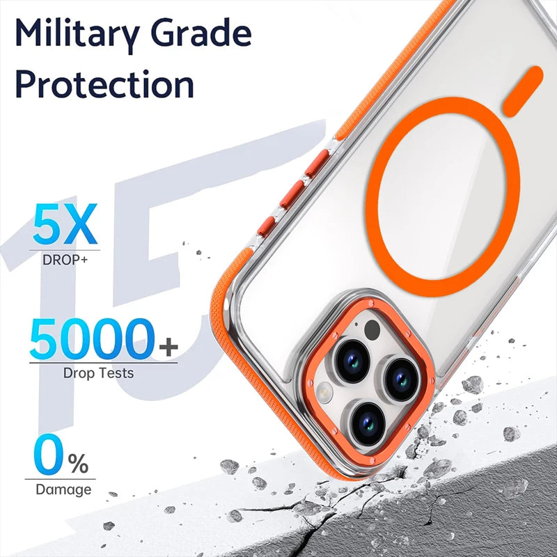 iPhone 16 Series Colorful Transparent MagSafe Case with Aluminum Buttons