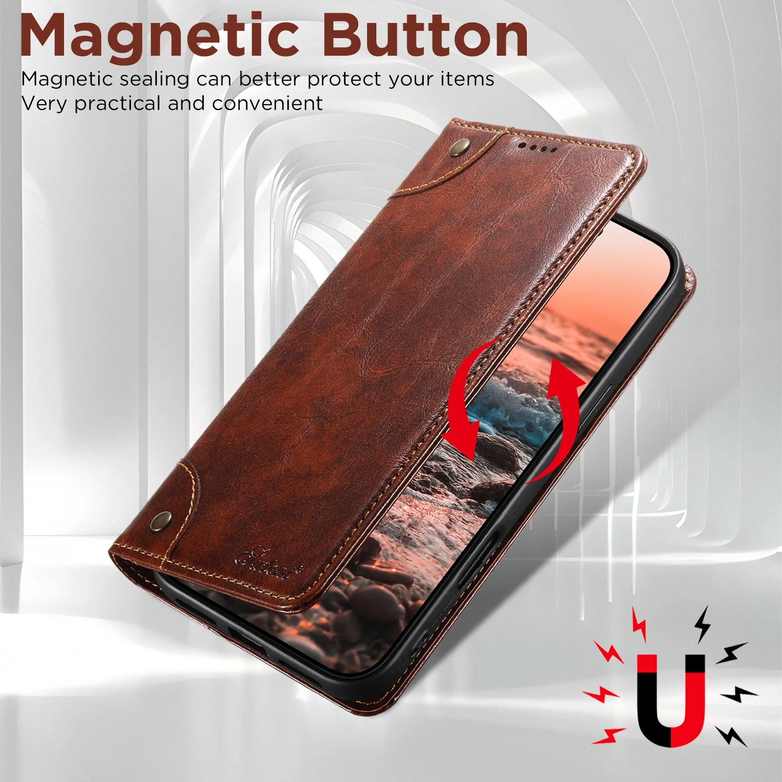 Premium Leather Flip Wallet Case with Card Slot for iPhone 17 Series