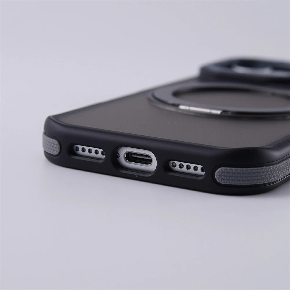 Shockproof MagSafe Case with 360° Rotating Ring Stand for iPhone 18 Series