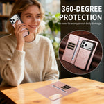 Shockproof Leather Folio Wallet Case with Detachable Magnetic Pouch for iPhone 18 Series