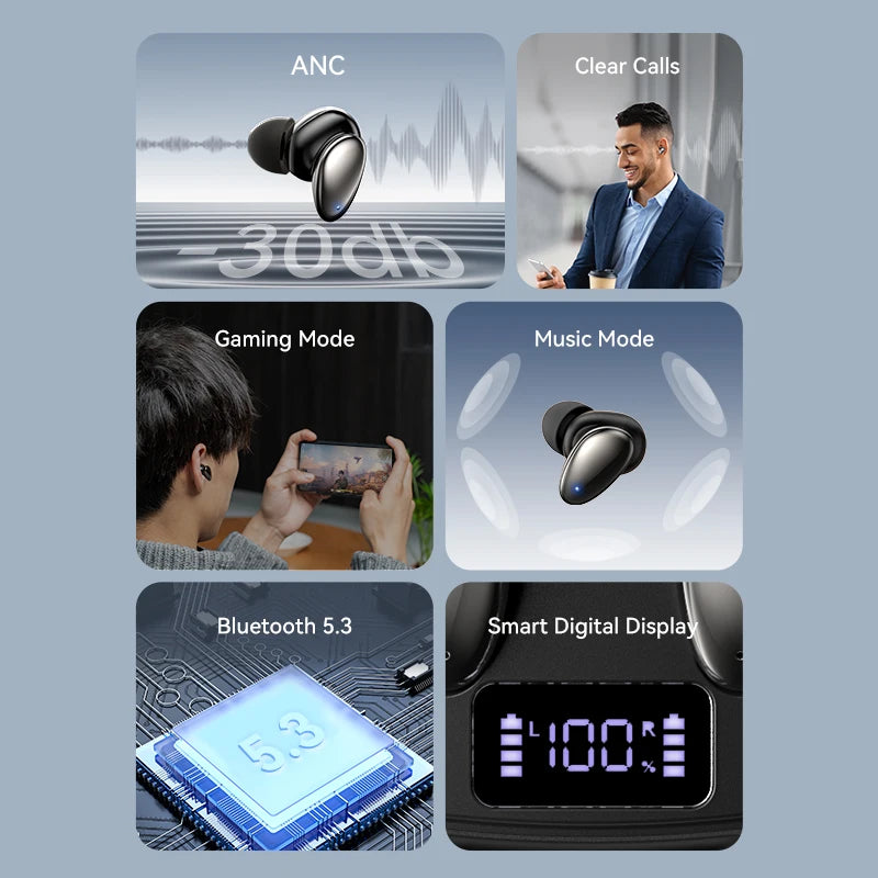 Vention Tiny T13 ANC Wireless TWS Bluetooth 5.3 Earphones with Active Noise Cancellation