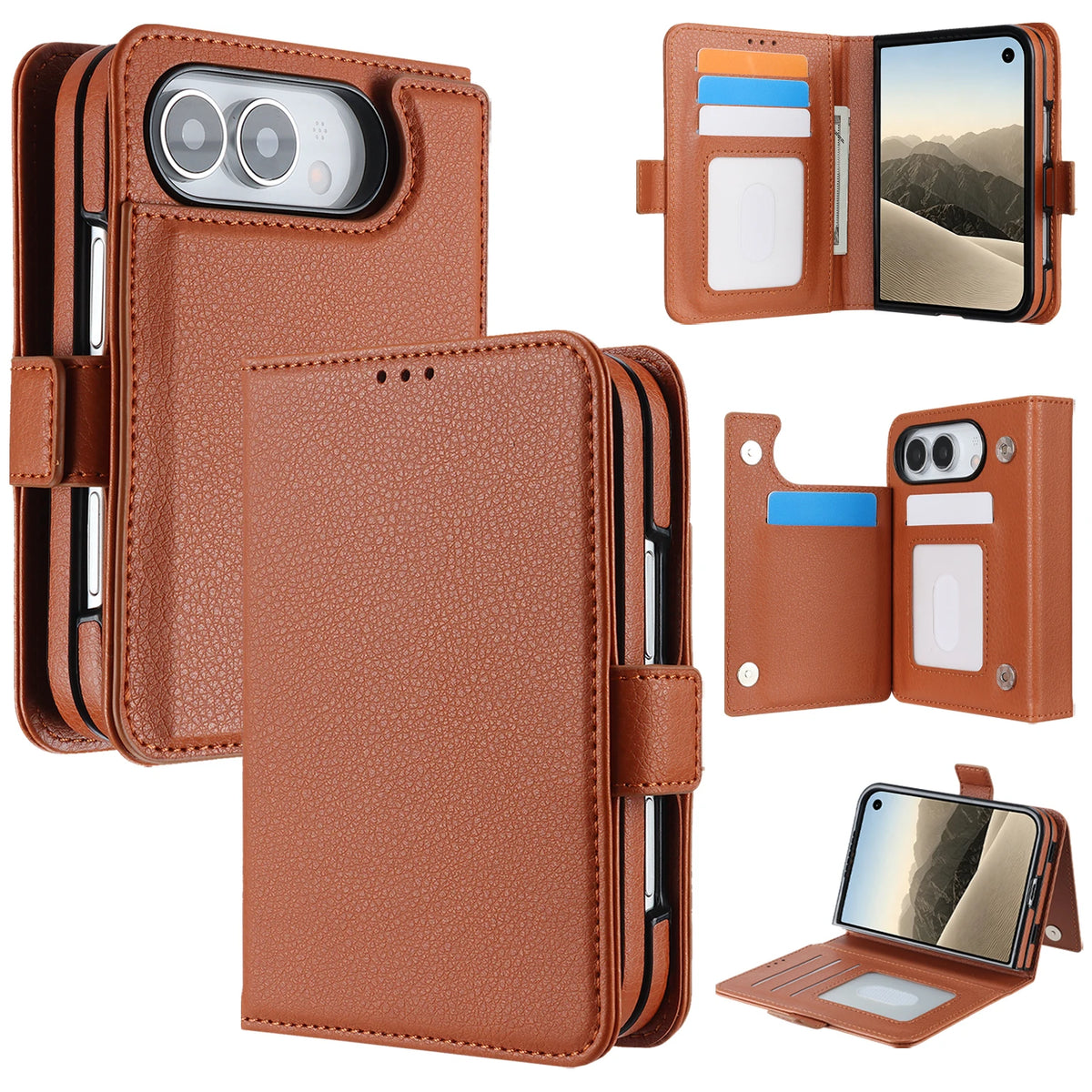 5-Card Flip Wallet Case with Kickstand for iPhone Duo