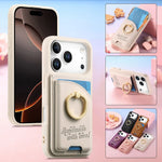 iPhone 17 Series Leather Wallet Case with Ring Holder and Kickstand