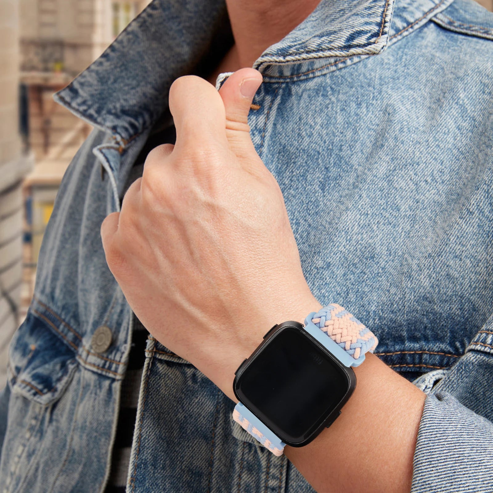 Adjustable Nylon Braided Magnetic Buckle Strap for Fitbit Versa 2
