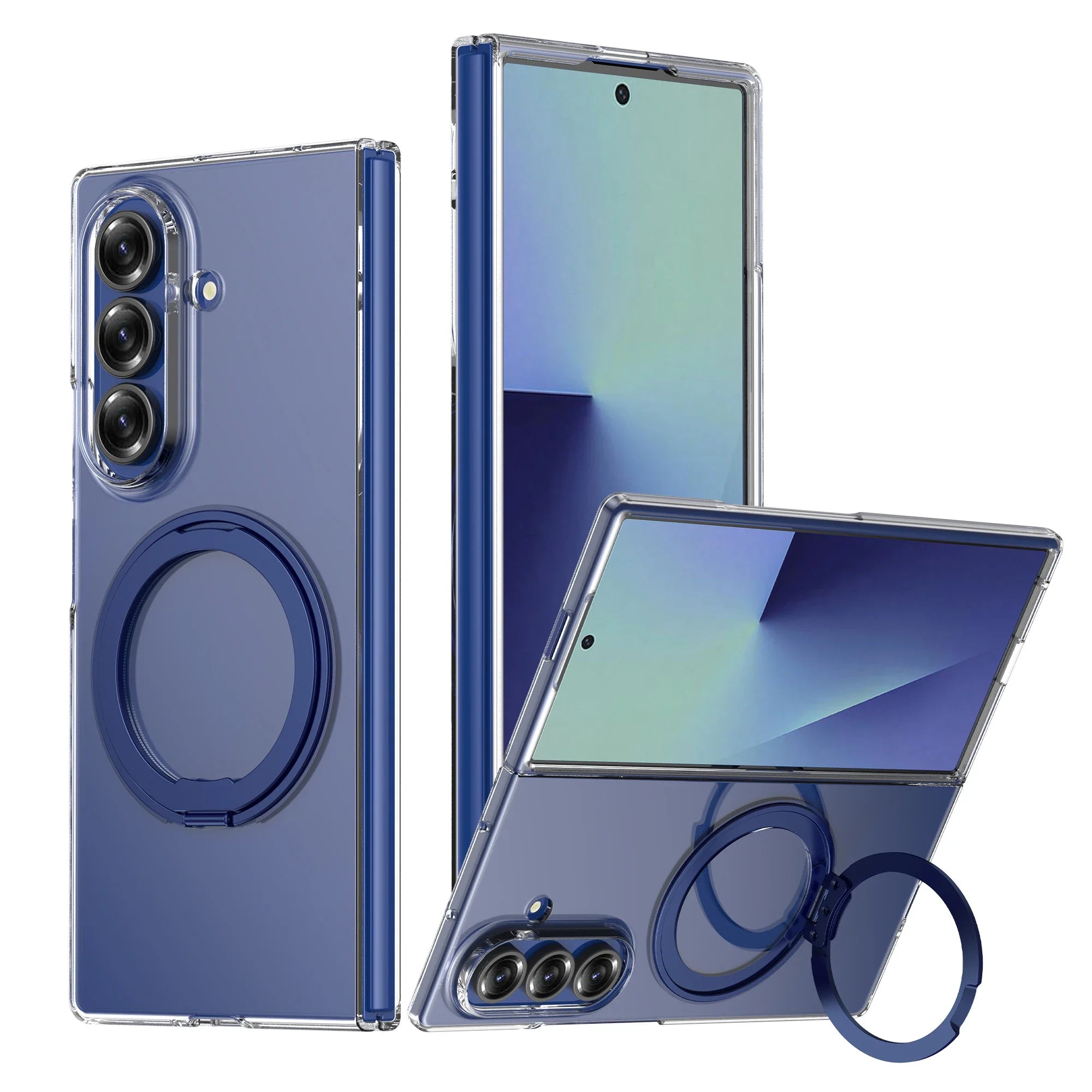 Samsung Galaxy Z Fold 6 Shockproof Clear Case with Rotating Stand
