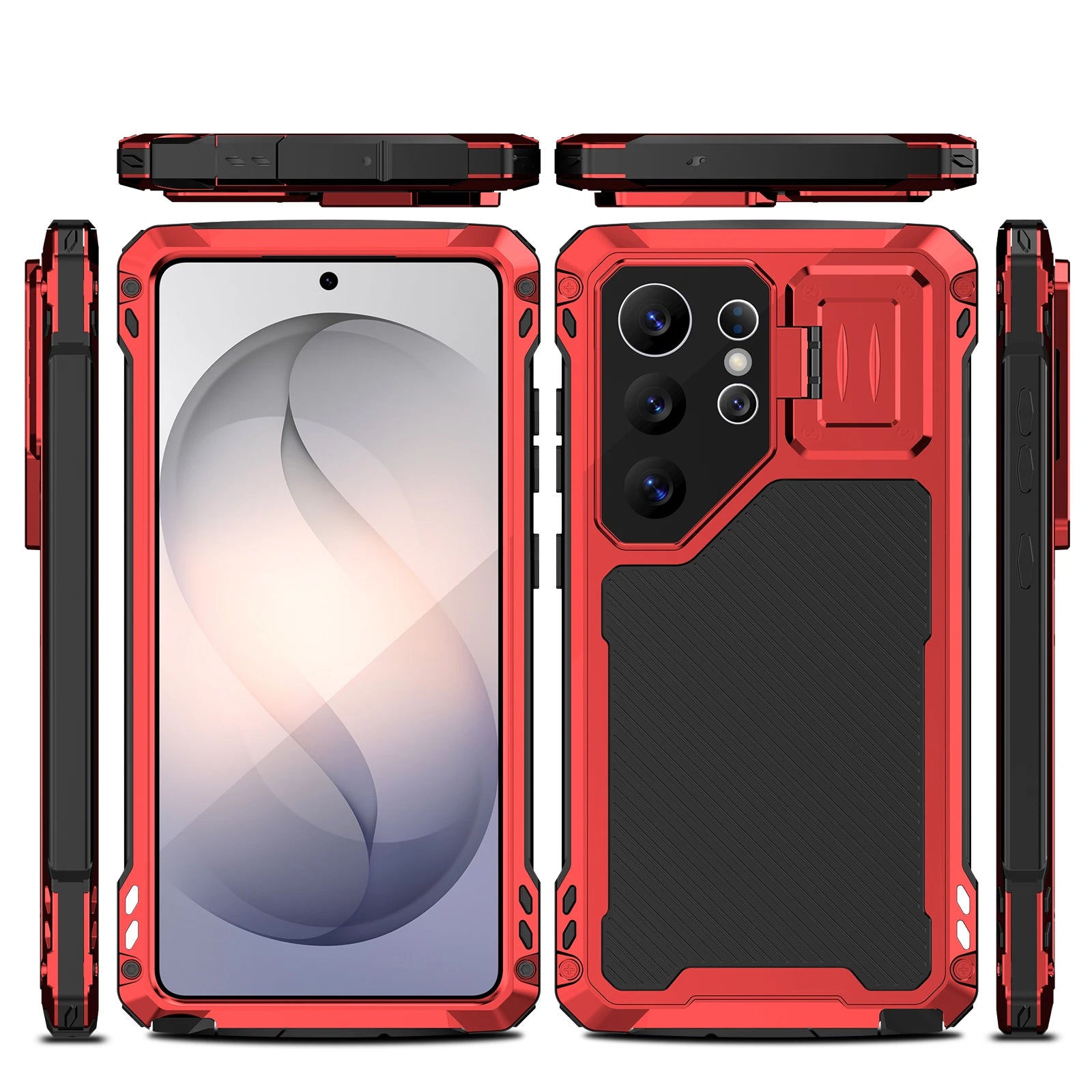 Shockproof Armor Case with Camera Lens Cover for Samsung Galaxy S25 Ultra