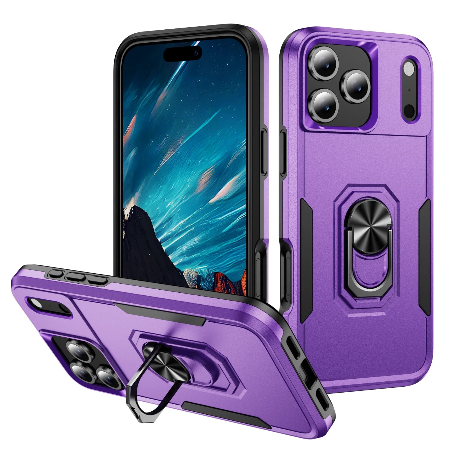 Military-Grade Dual-Layer Shockproof Case with Magnetic Ring for iPhone 17 Series