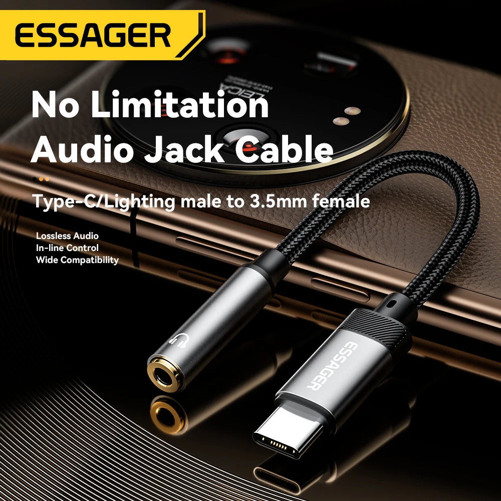Essager Type-C to 3.5mm AUX Cable – High-Quality Audio Conversion