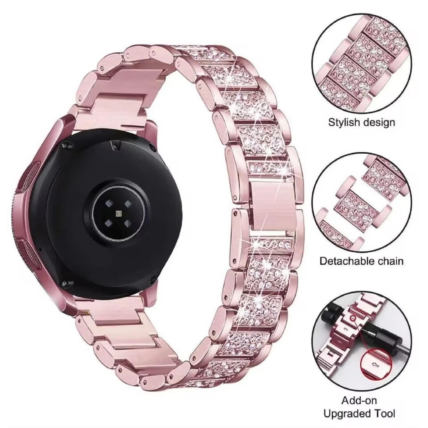 Fashion Shiny Stone Metal Replacement Band for Samsung Galaxy Watch 6 & Galaxy Watch 6 Classic