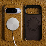 Genuine Ostrich Leather Magnetic Case with Raised Camera Ring for Google Pixel 10 Series