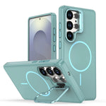 Silicone Magnetic Case with Metal Lens Stand for Samsung Galaxy S24 Series