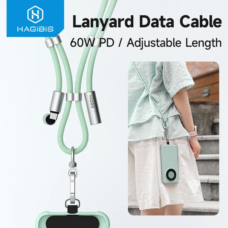 Hagibis Universal Phone Lanyard with USB-C Charging Cable