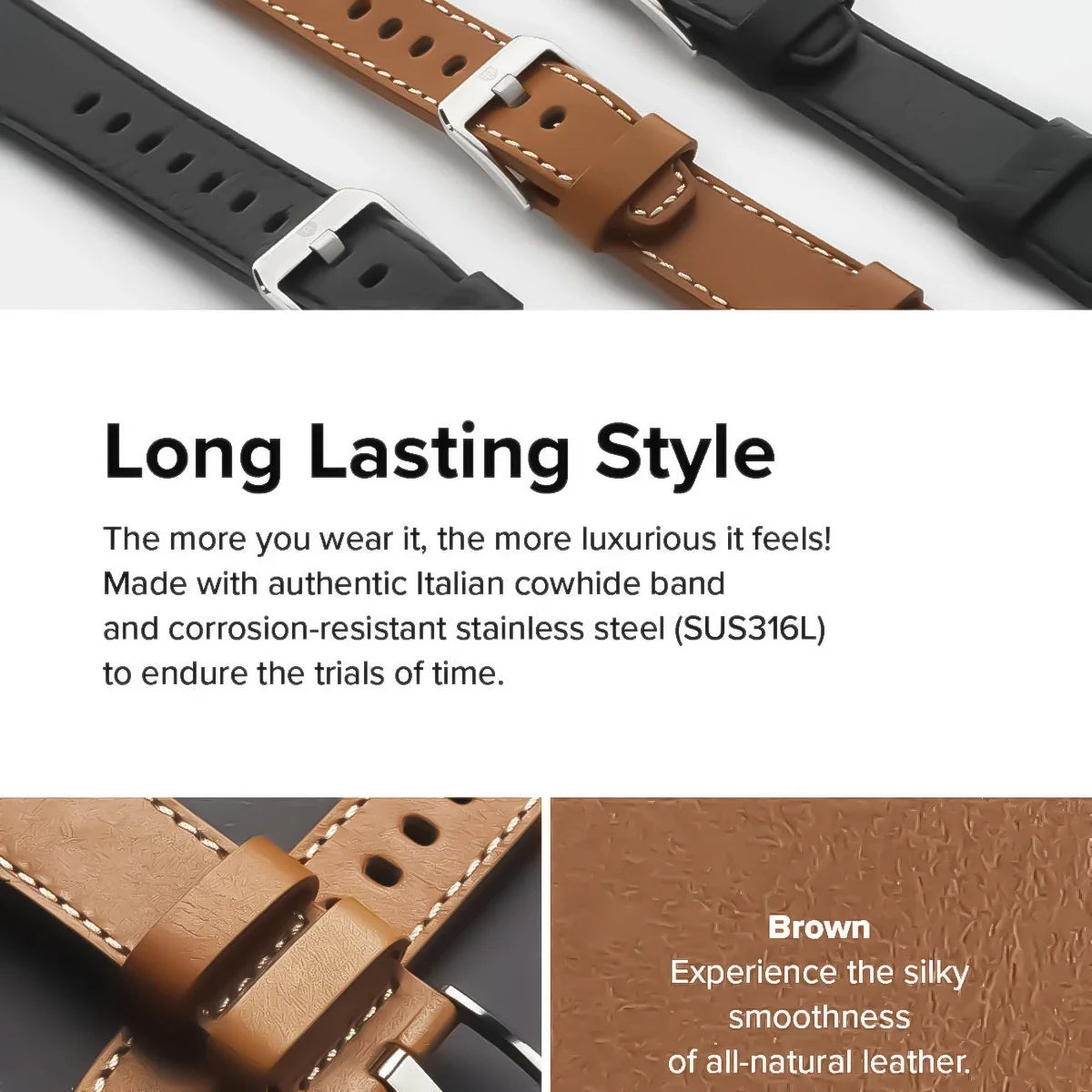 Premium Leather Replacement Strap for Google Pixel Watch 3