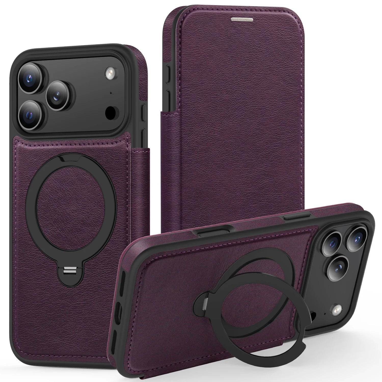 MagSafe Compatible Leather Flip Case for iPhone 17 Series