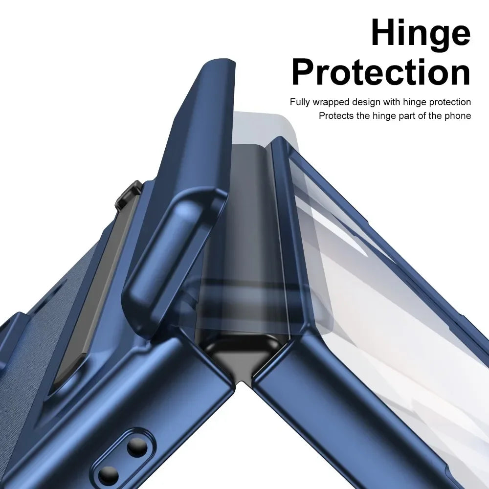 Shockproof Leather Case with Film, Pen Slot and Hinge Protection for Samsung Galaxy Z Fold 6