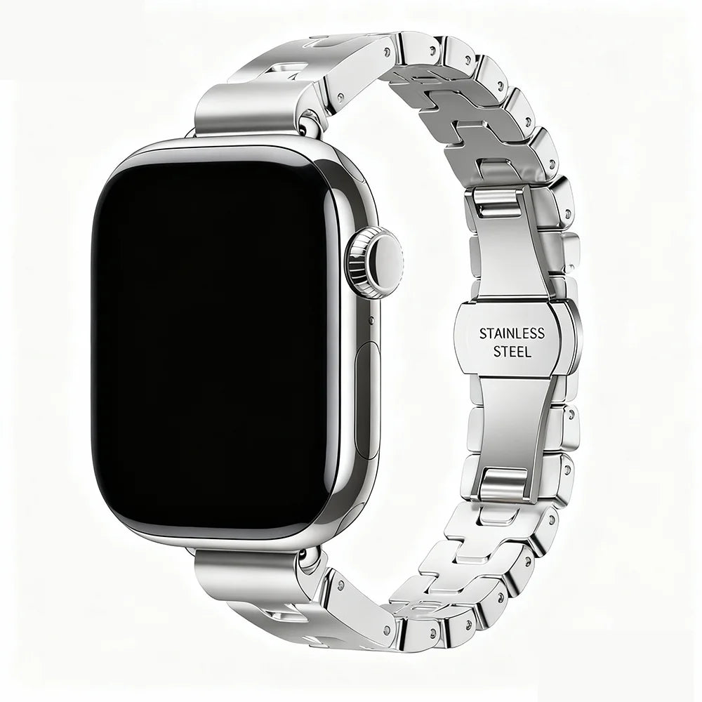 Stainless Steel Band with Butterfly Clasp for Apple Watch