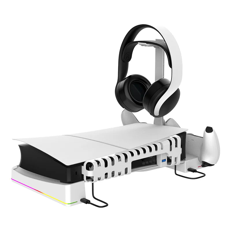 PlayStation 5 Slim Horizontal Stand with RGB Lighting & Triple Cooling Fans