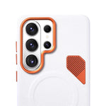 Textured Leather Magnetic Bumper Case with Wireless Charging Ring for Samsung Galaxy S26 Series