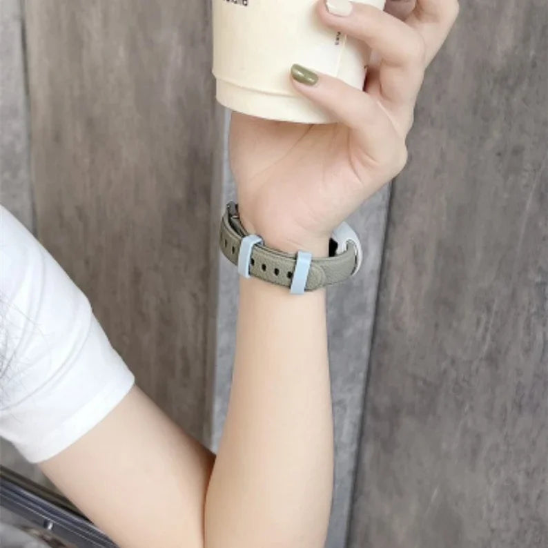 Faux Leather Texture Silicone Strap for Xiaomi Smart Band 10