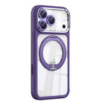 Clear MagSafe Case with Rotating Ring Stand and Removable Camera Protector for iPhone 17 Series