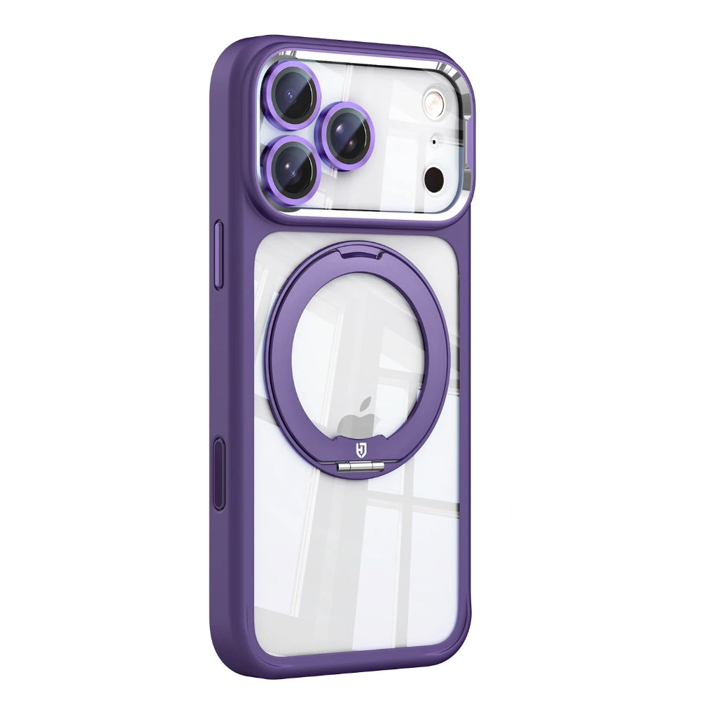 Clear MagSafe Case with Rotating Ring Stand and Removable Camera Protector for iPhone 17 Series