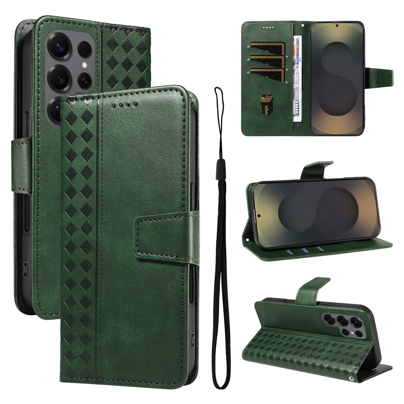 Samsung Galaxy S25 Series Flip Leather Wallet Case with Kickstand