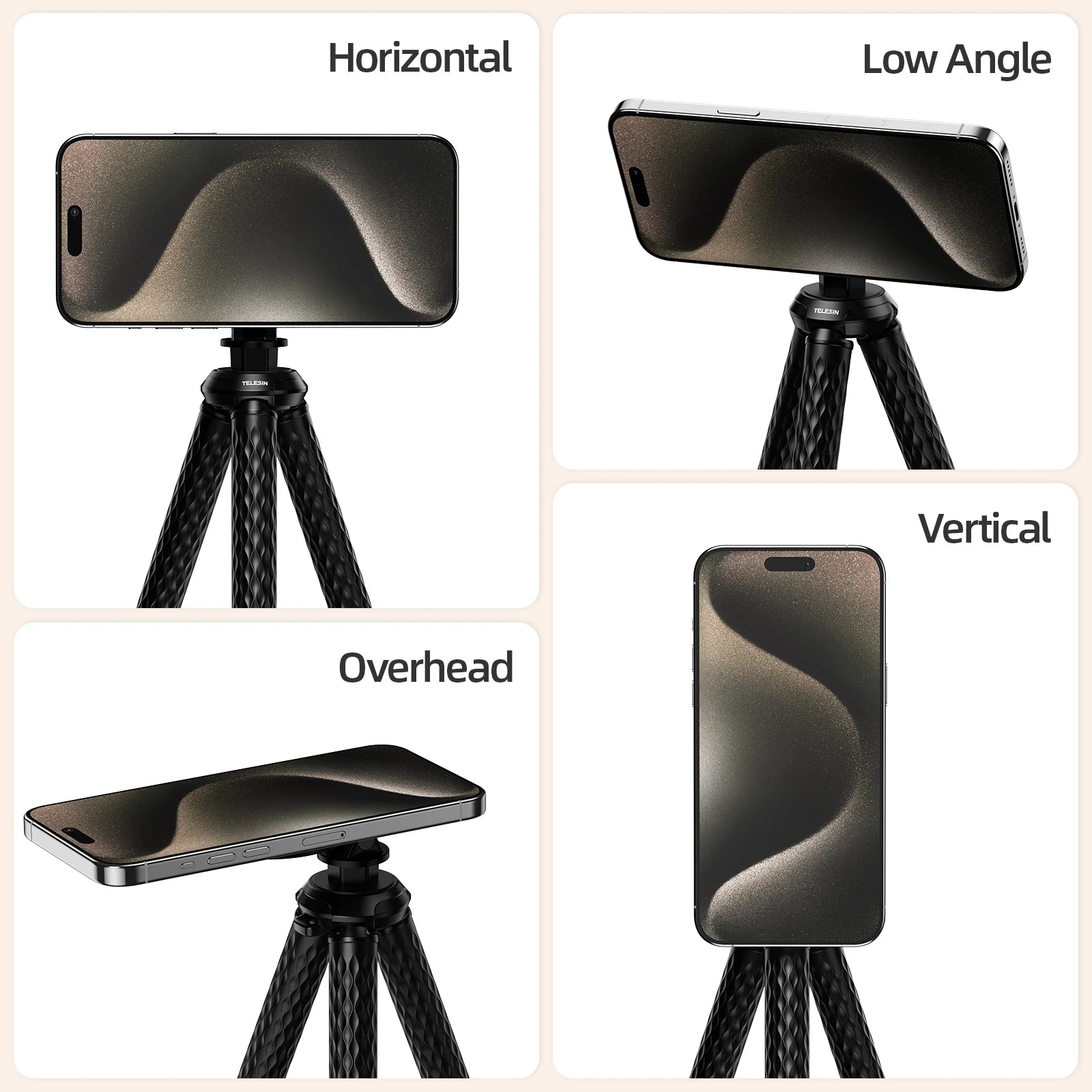 TELESIN Octopus Magnetic Quick Release Tripod – Flexible & Secure