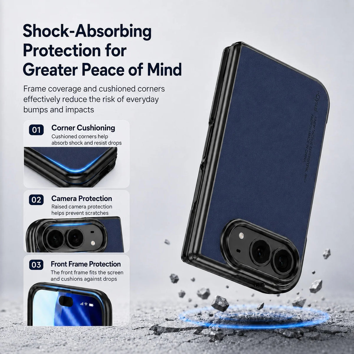 Matte Vegan Leather Case with Camera Protection for iPhone Duo