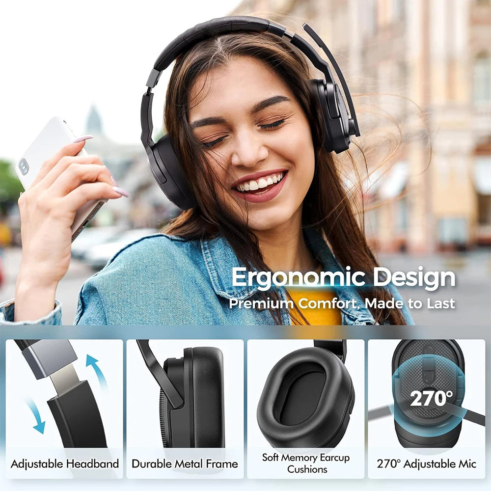 Mpow E65 2-in-1 Wireless Bluetooth Headset with Microphone & Detachable Ear Pad