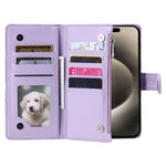 Crossbody Glitter Leather Wallet Case with Card Slots and Zipper Bag Purse for iPhone 15 Series