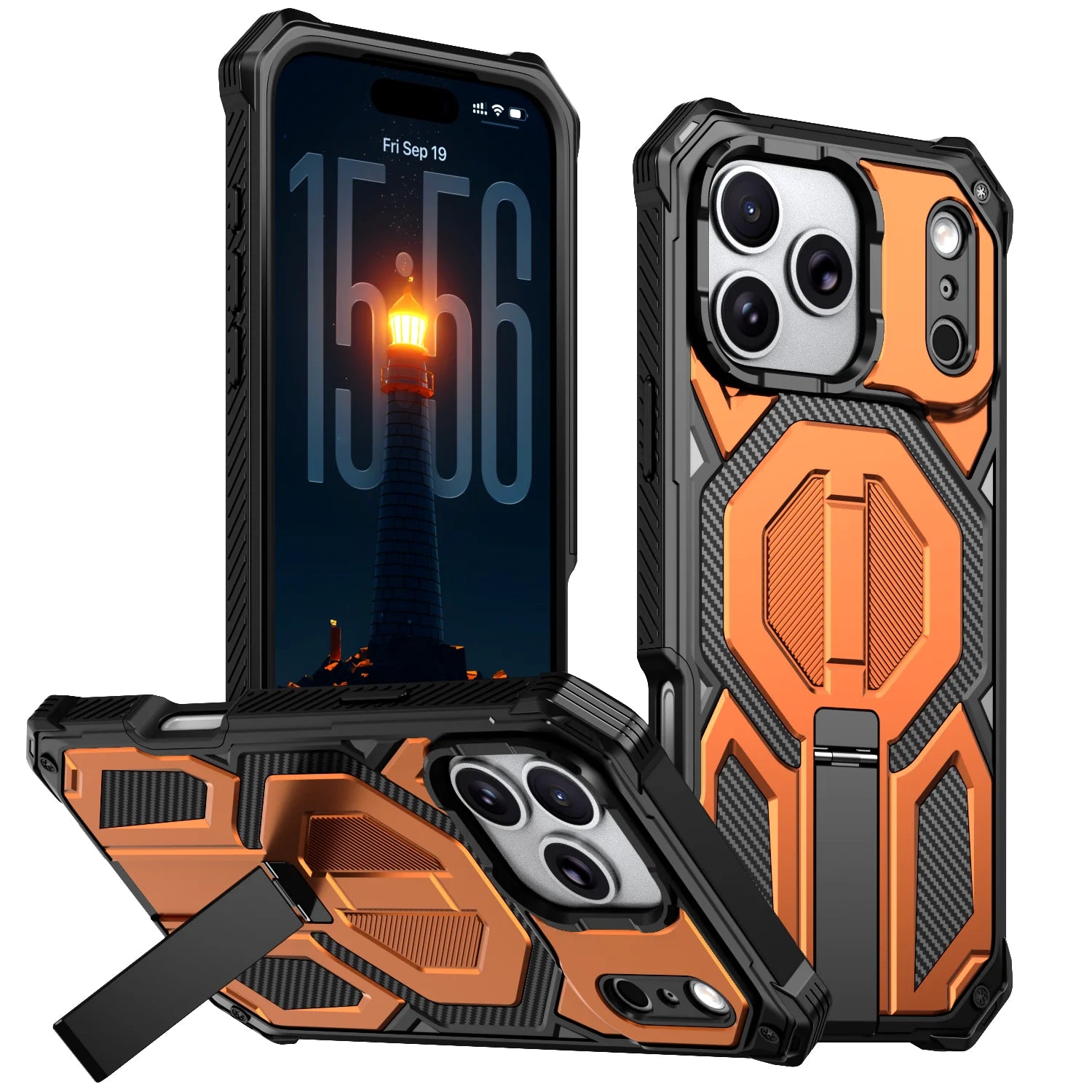 Heavy Duty Armor MagSafe Case with Metal Kickstand for iPhone 17 Series
