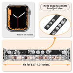 Elastic Leather Beaded Bracelet Strap for Women's Apple Watch