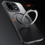 OnePlus 15 Shockproof Magnetic Matte Case with Rotating Metal Ring Holder