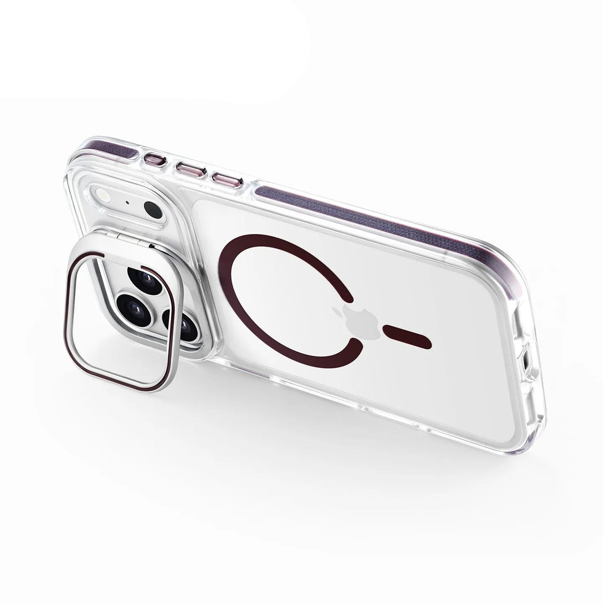 Transparent MagSafe Case with 360° Rotating Ring Stand for iPhone 18 Series