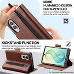 Genuine Leather Hinge Protection Wallet Case with Magnetic S Pen Slot for Samsung Galaxy Z Fold 8