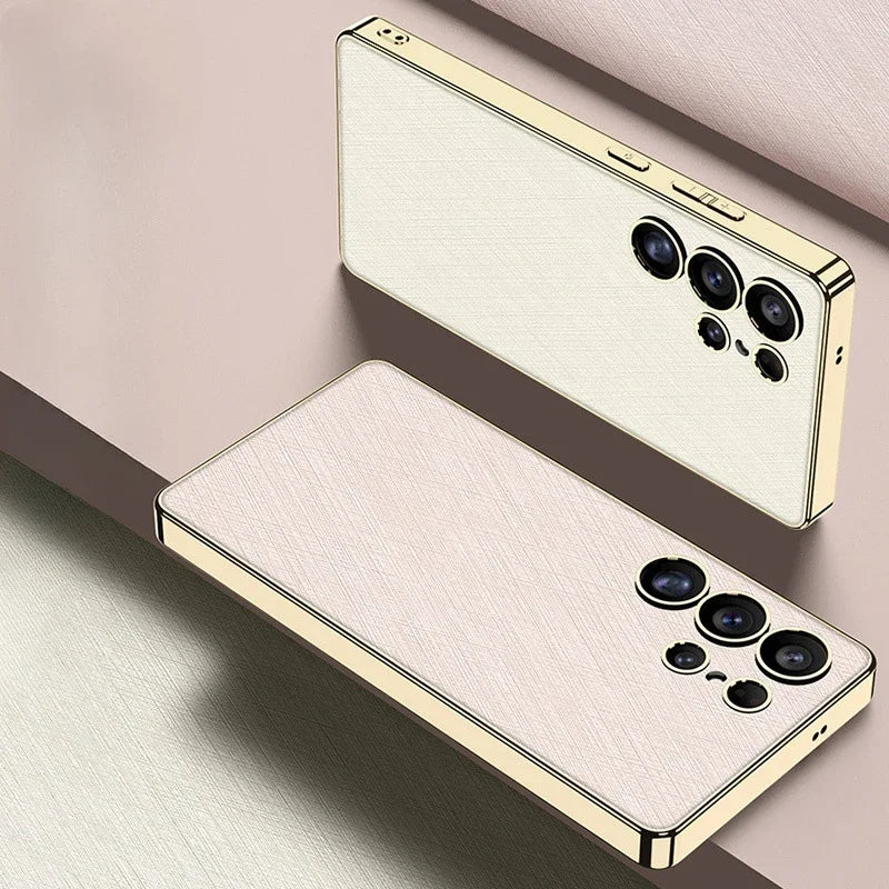 Electroplated Leather Protective Case for Samsung Galaxy S25 Ultra