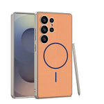 Samsung Galaxy S25 Ultra Magnetic Leather Phone Case with Lens Protection