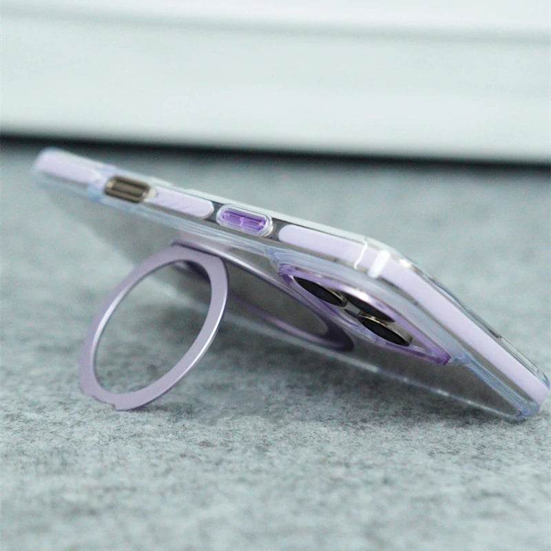 Clear MagSafe Case with 360° Rotating Kickstand for iPhone 16 Pro and iPhone 16 Pro Max